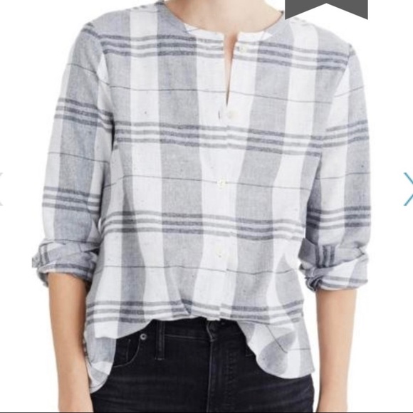 Madewell Plaid Button-up Top - Picture 1 of 10